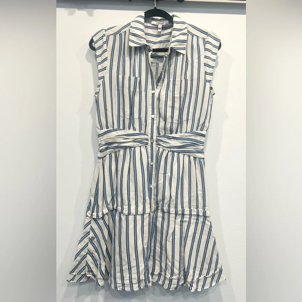 Derek Lam 10 Crosby Striped Tie Waist Shirt Dress Size 8 - Picture 9 of 10